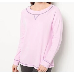 A-511 Sport Savvy Interlock Round Neck Raglan Sleeve Top SEASHELL PINK sz XXS
